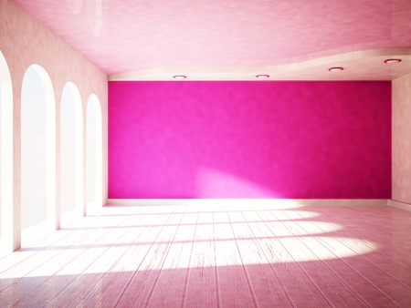 empty room with many windows, 3d renderingの写真素材
