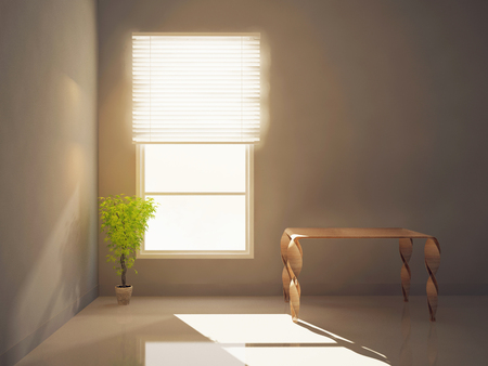 a table in the room,3d renderingの写真素材