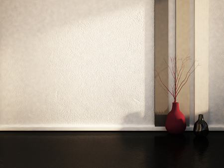 vases on the floor, 3d renderingの写真素材