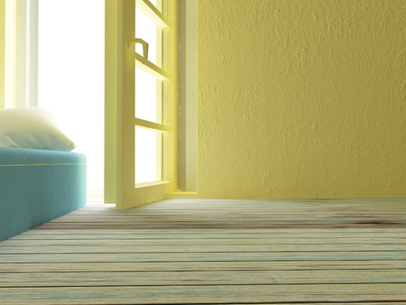 open door in the room, 3d renderingの写真素材