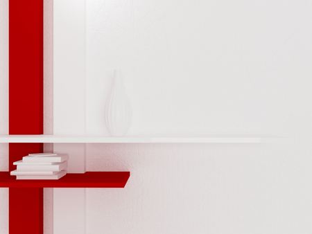 shelf on the white wall, 3d renderingの写真素材