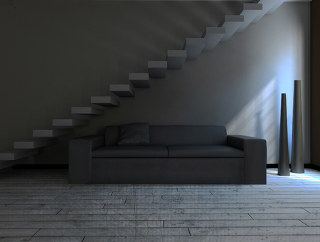 room in gray colors, 3dの写真素材
