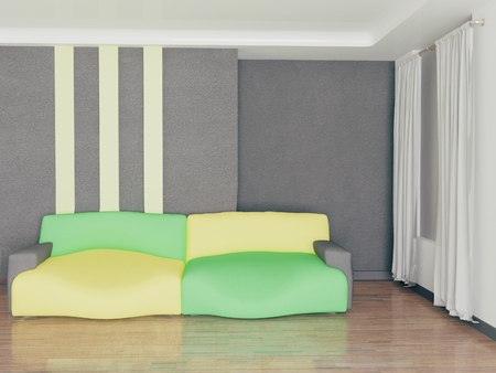 bright sofa in the gray room, 3d renderingの写真素材