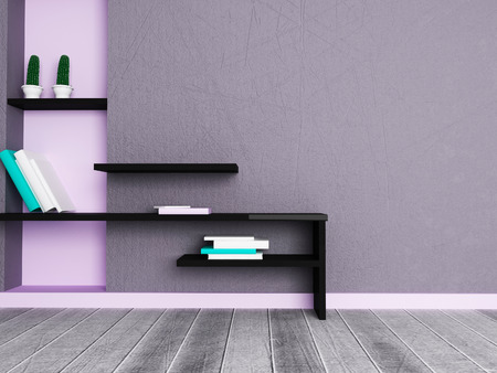 creative shelf in the room, 3d renderingの写真素材