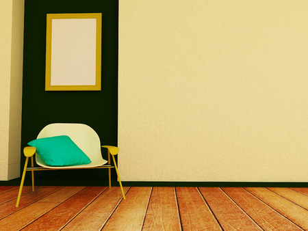 modern chair in the room, 3d renderingの写真素材
