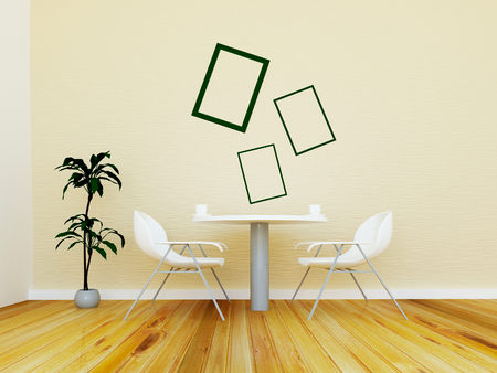 modern chair in the room, 3d rendringの写真素材