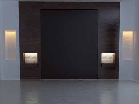 empty dark room in the evening, background, 3d renderingの写真素材