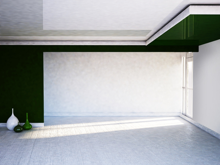 two vases on the floor, 3d renderingの写真素材