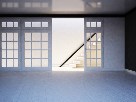 empty room with the stairs, 3d renderingの写真素材