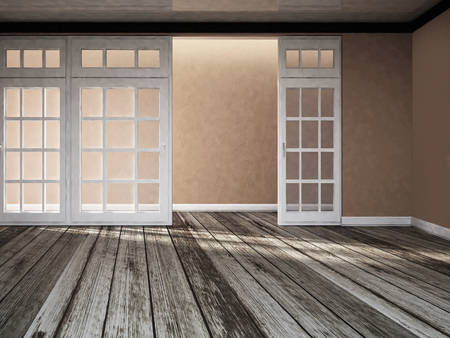 wide door with the windows, 3d renderingの写真素材