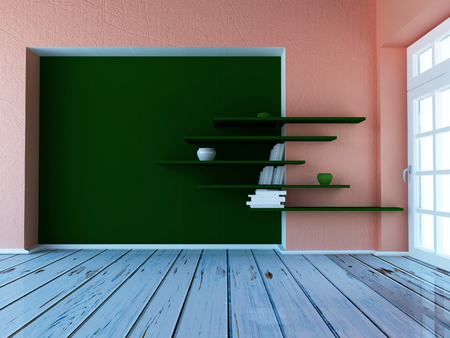 empty room with the window, 3d renderingの写真素材