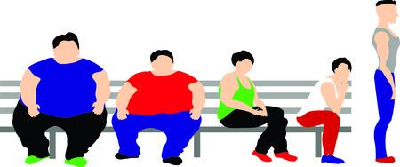 different men on the bench, sport and motivation. Vector illustration.のイラスト素材