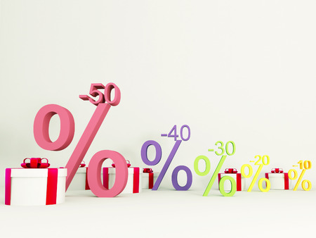 advertising picture, discounts and promotions for gifts in stores, 3D renderingの写真素材