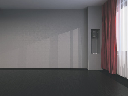empty room with a window and  a niche, 3d renderingの写真素材