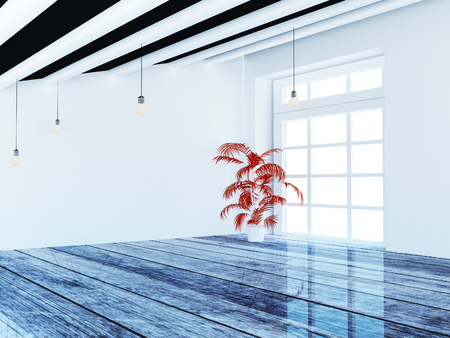 red plant near the window, 3d renderingの写真素材