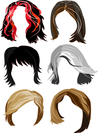 colored hairs, women fashion, vectorのイラスト素材