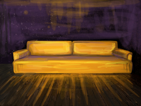 bright yellow sofa in the room, pictureの写真素材