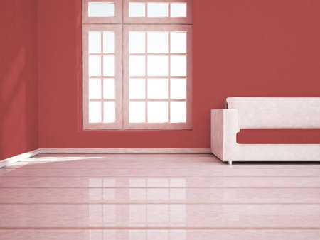white sofa in the room, 3d renderingの写真素材