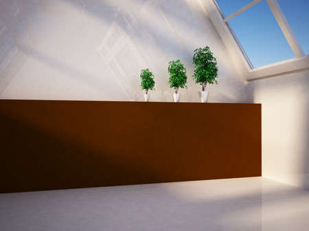 three plants near the window, 3d renderingの写真素材