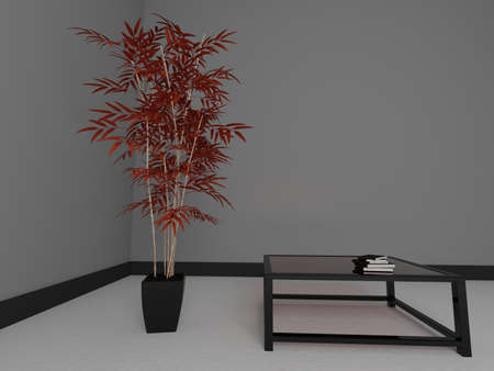 part of the room, red plant, 3d renderingの写真素材