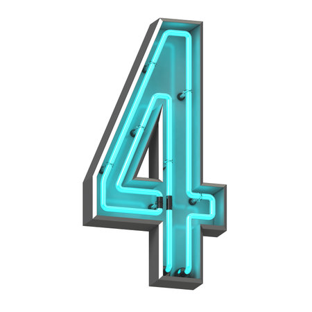 3d neon number four