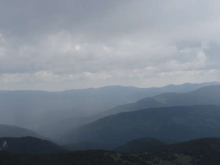 View of the Carpathian Mountains from the highest peak of Ukraine - Hoverlaの写真素材