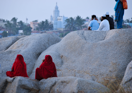 people on a rockのeditorial素材