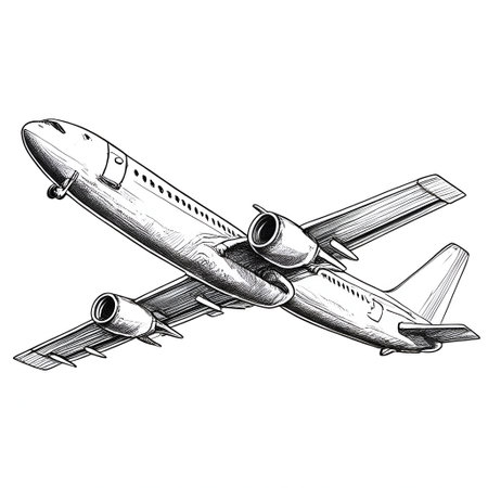 Airplane sketch isolated on white background. Vector illustration for your designのイラスト素材