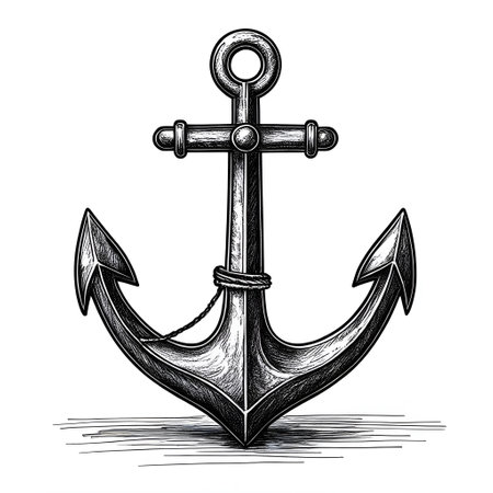 Anchor hand drawn sketch. Vector illustration isolated on white background.のイラスト素材