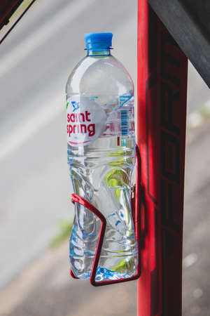 Bottle of water on a bikeのeditorial素材