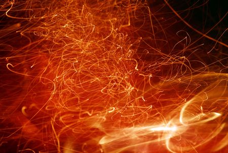 A sparking and glowing fireの写真素材