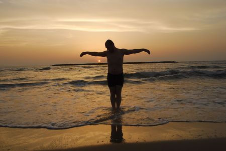 Exercise on the beach of Tel Avivの写真素材