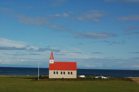 A little church near the seaの写真素材