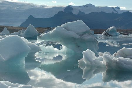 Ice on lake in mountainsの写真素材