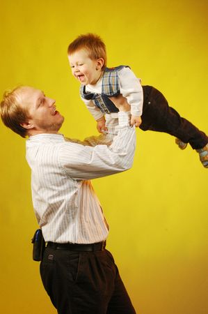 A happy father and his little sonの写真素材