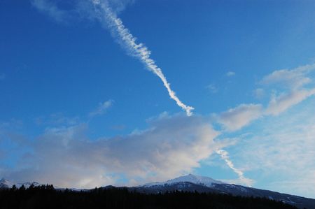 The clouded sky in the winterの写真素材