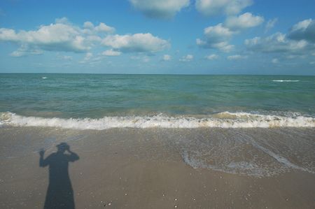 A beach near a stormy seaの写真素材