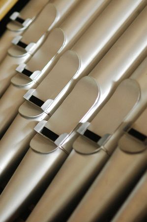 Clear-cut pipes made of metalの写真素材