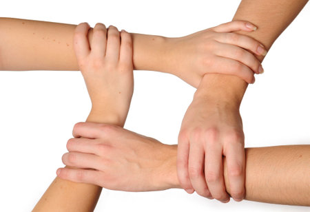 Hands of two young people