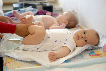 Examination of a small babyの写真素材