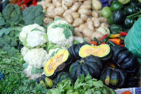 The exotic fruit and vegetables in the shop.の写真素材