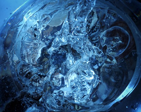 The detail of blebs in blue pellucid water.の写真素材
