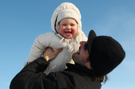 The portrait of the father and his child.