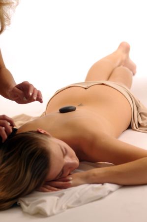 The attractive young woman during the relax massage.の写真素材