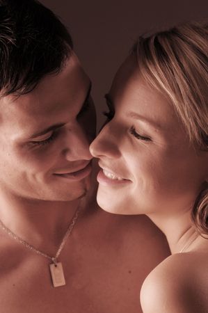 The portrait of the attractive young loving pair.の写真素材