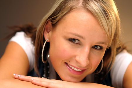 The portrait of the attractive blond young model.の写真素材