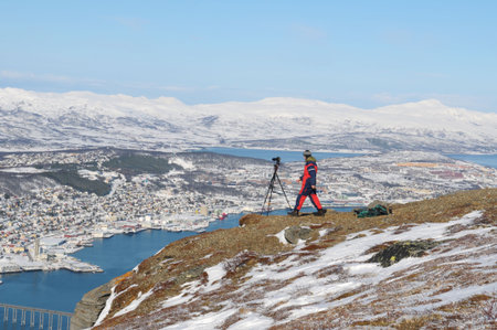 The snow-covered landscape in Tromso - north Norway.