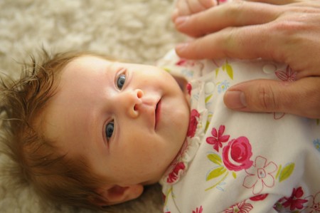 The portrait of the little smiling babyの写真素材