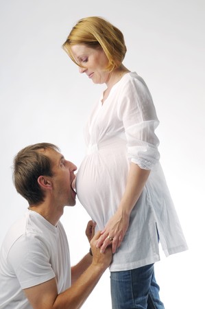 A young couple waiting for babyの写真素材