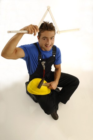 manual worker with his toolsの写真素材